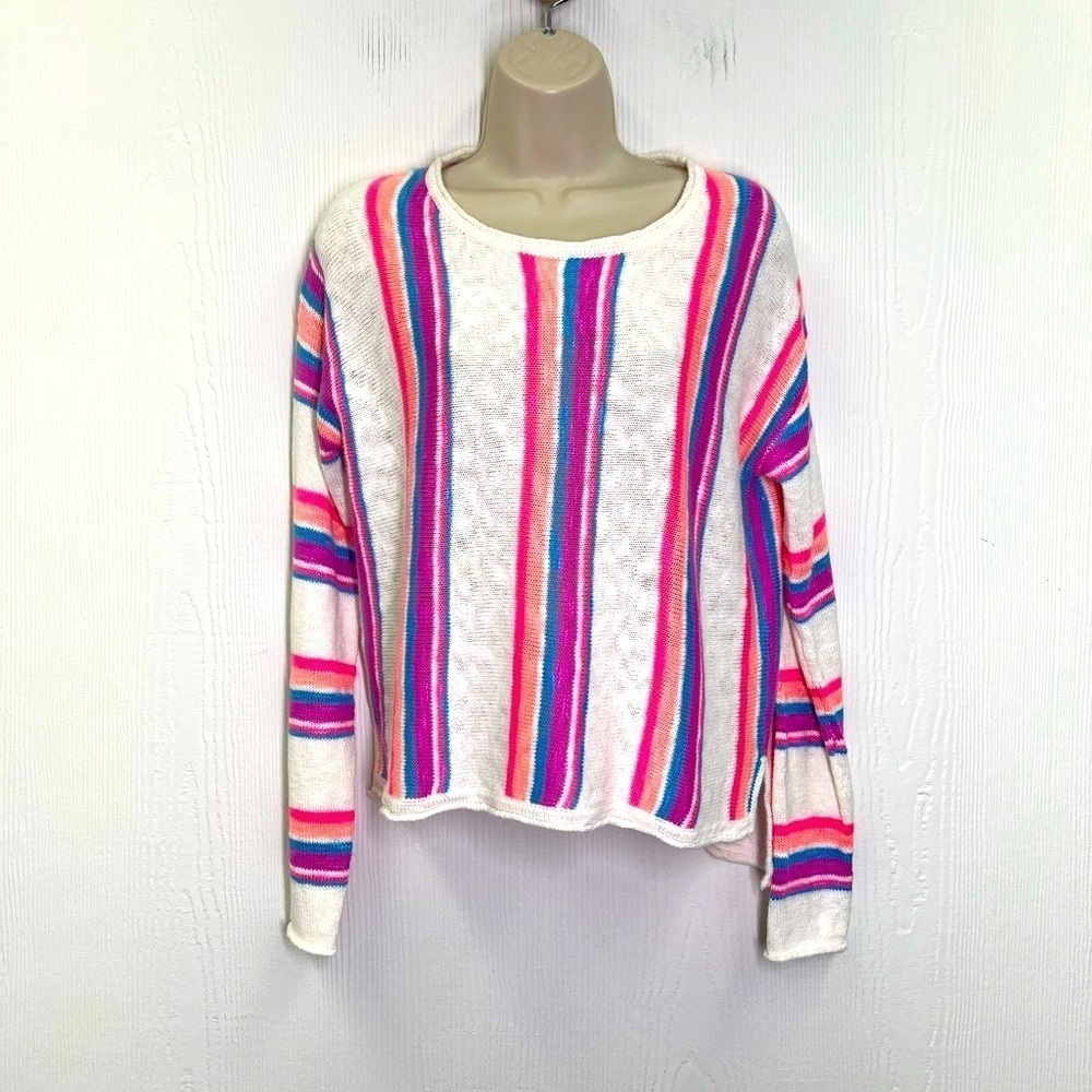Lilly Pulitzer - Rozalia Rainbow Striped Side Vent Long Sleeve Eve Sweater S - Picture 3 of 12
